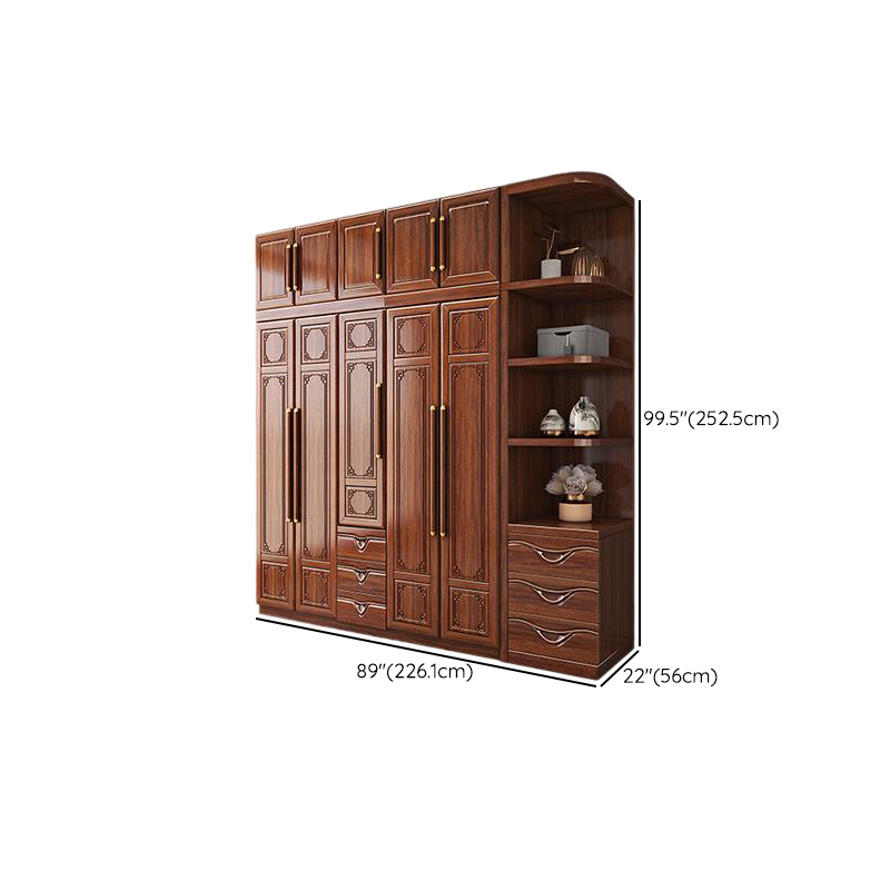 Sepia Modish Wooden Armoire Cabinet with Soft Close Drawer, Soft Close Door, Interior Shelves, and Clothing Rod - image 8