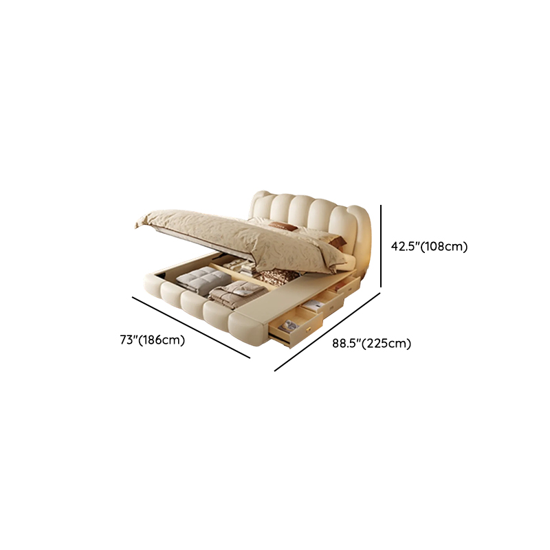 Solid Color Storage Included Panel Bed with 3 Storage Boxes, Panel Headboard, and Sponge Upholstery for Bedroom - image 16