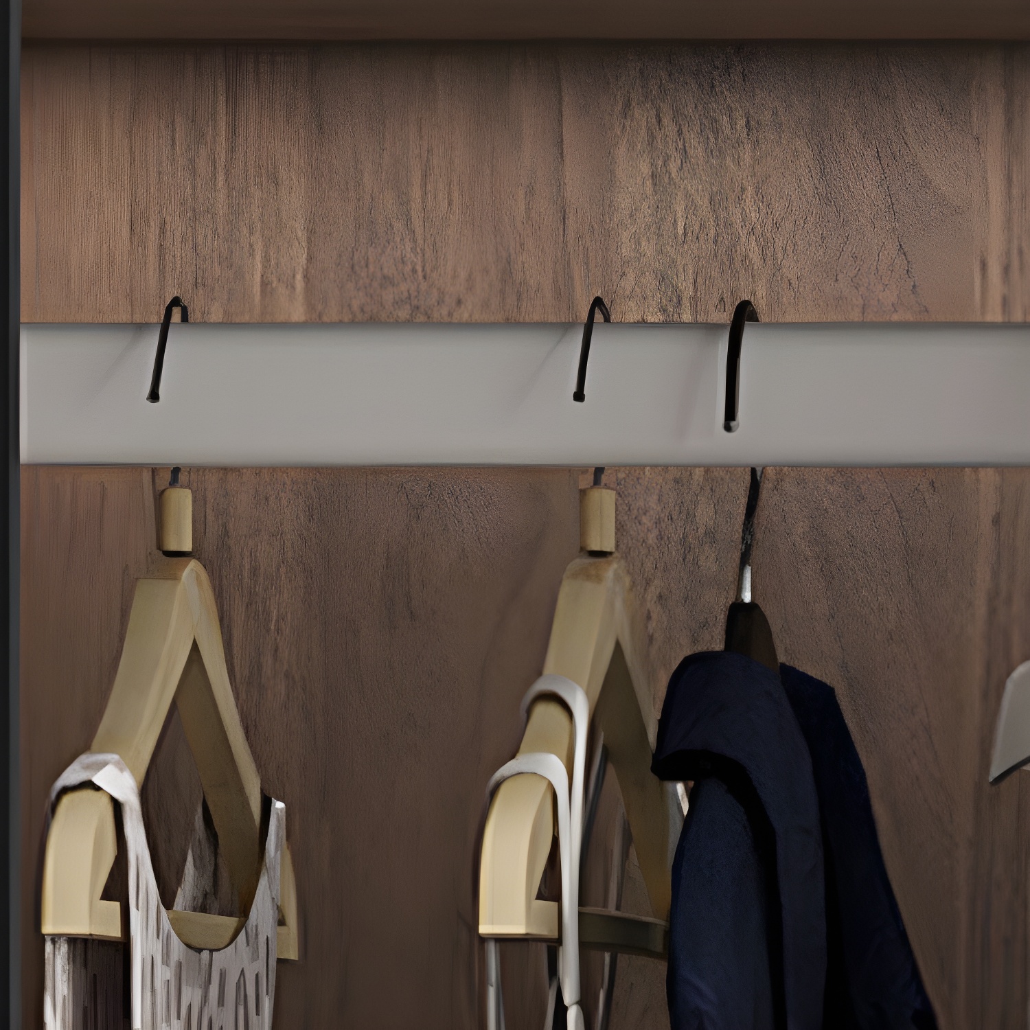 Engineered Wood Armoire Modern Brown Wardrobe Closet with Garment Rod - image 8