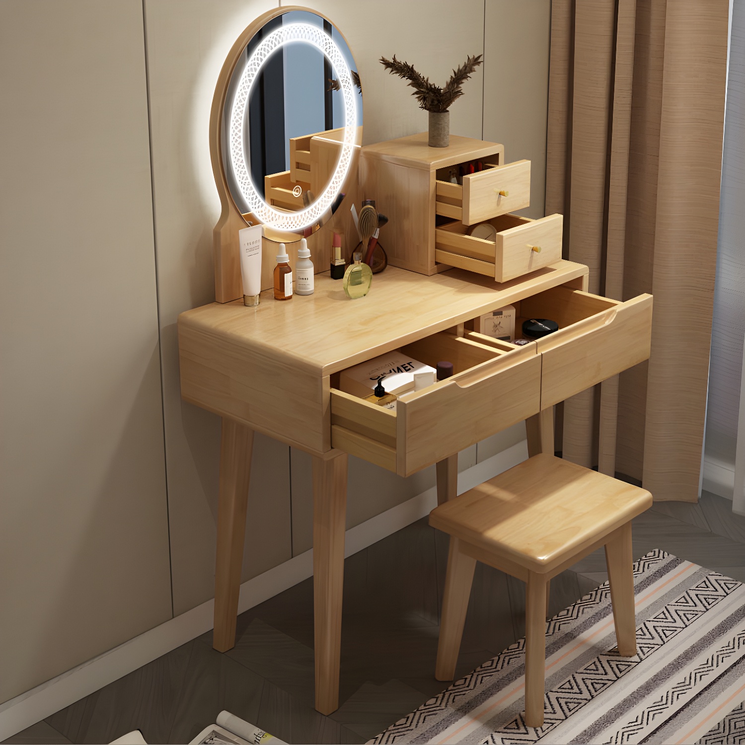 Traditions Make-up Vanity Solid Wood Bedroom With Drawer Dressing Table