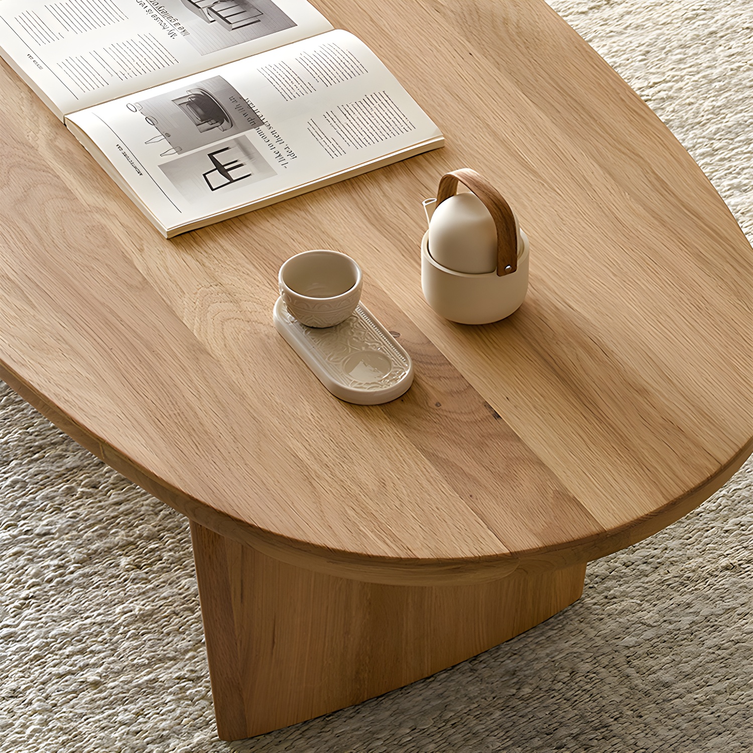 North European Wooden Coffee Table Oval Coffee Table for Living Room - image 6