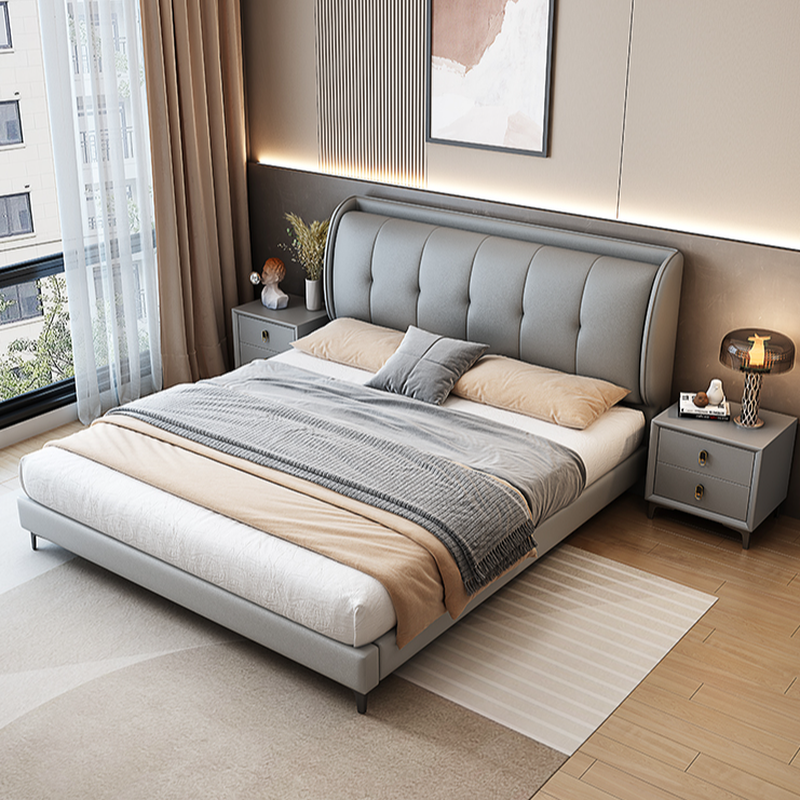 Modish Timber Panel Headboard with No Distressing, Arched/Rectangle/Camelback Shape for Full/King/Queen Bed, Featuring Sponge Upholstery Fill and Standard Height - image 8