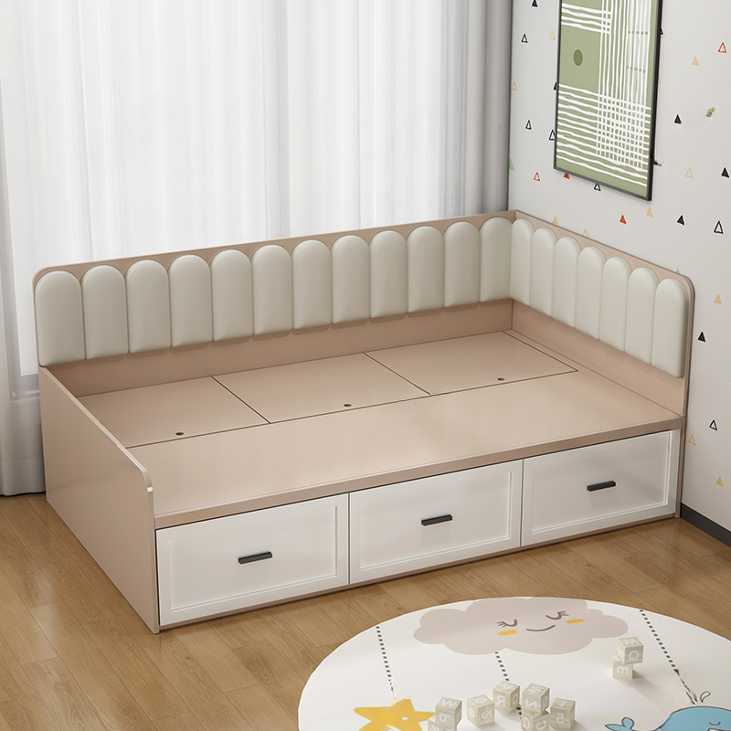 Cream Solid Color Storage Included with 3 Storage Boxes for Bedroom