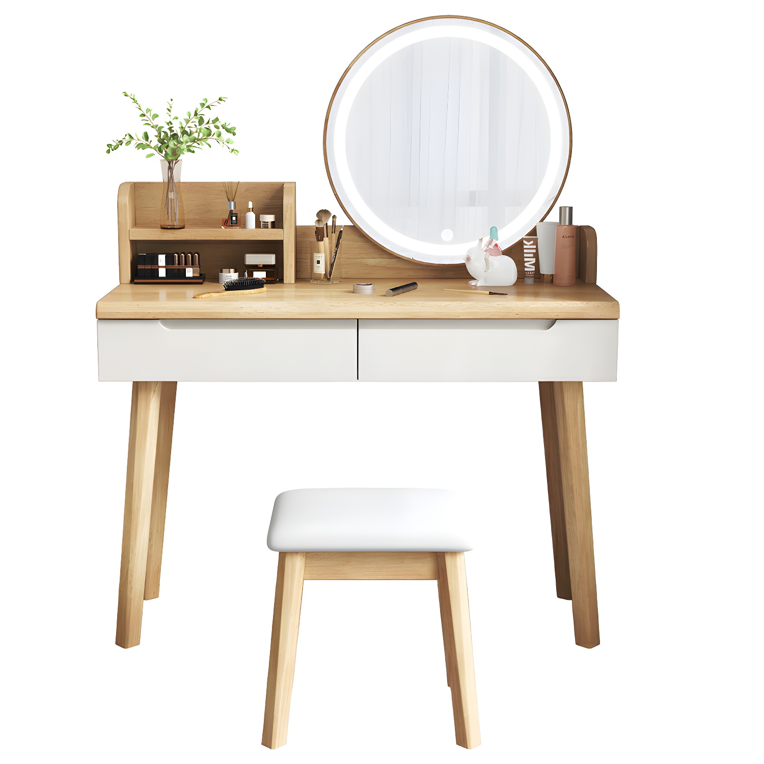 Light Wood/Bleached Wood/Gray Wood Sleeping Room 2 Drawers Lighting System with Tabletop Storage - image 3