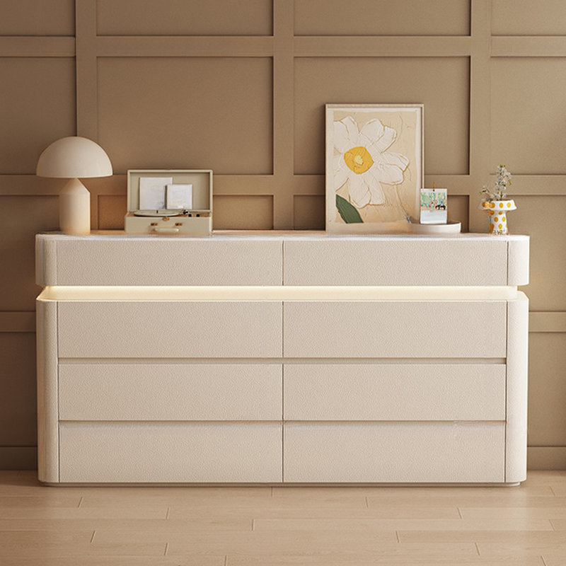 Simplistic Hardwood Double Dresser with 8 Horizontal Drawers and LED Lights - image 3