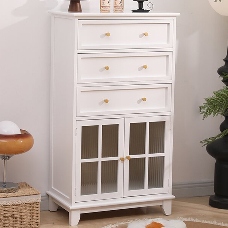Rectangular Damp-proof Accent Cabinet with Storage Drawer, Closet, Glazed Door, Cabinet Knobs in Chalk/Brown/Wood Color - image 6