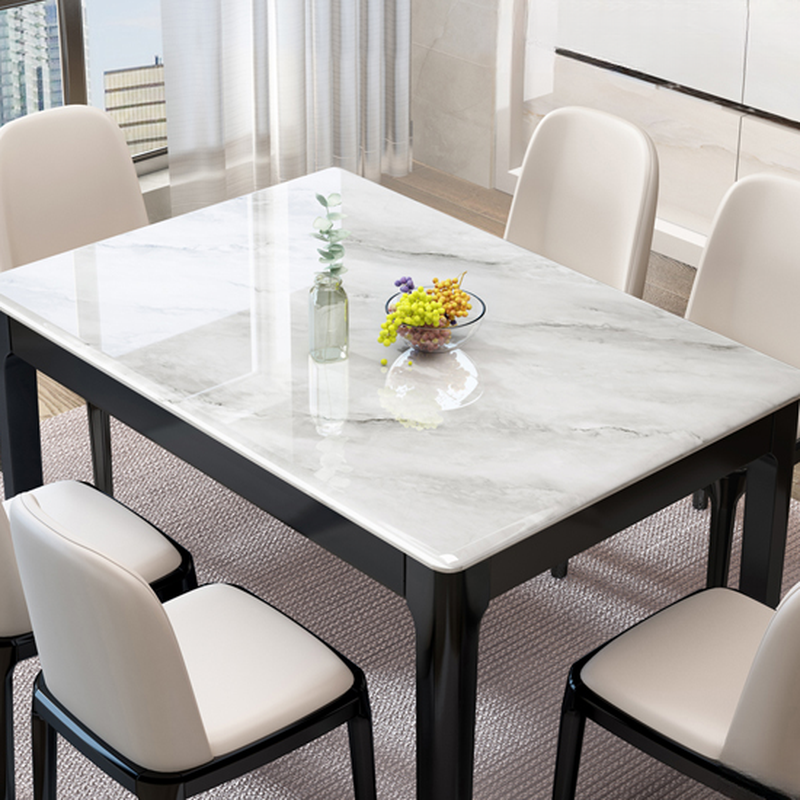 Trendy Slate Dining Table Set with Four Legs, Padded Chair, Back, Chalk Color