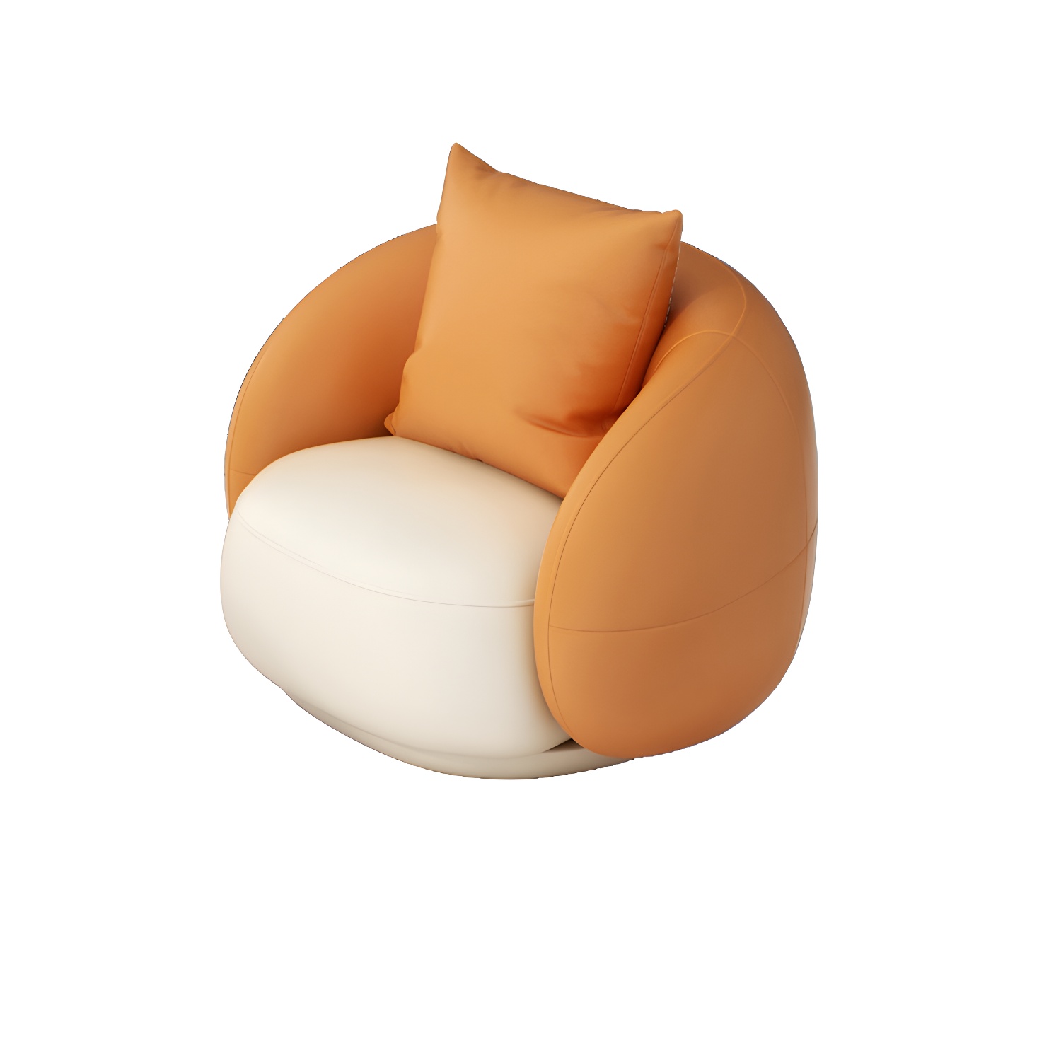 Beige Scandinavian Curved Sofa Tight Back Couch with Tuxedo Arm