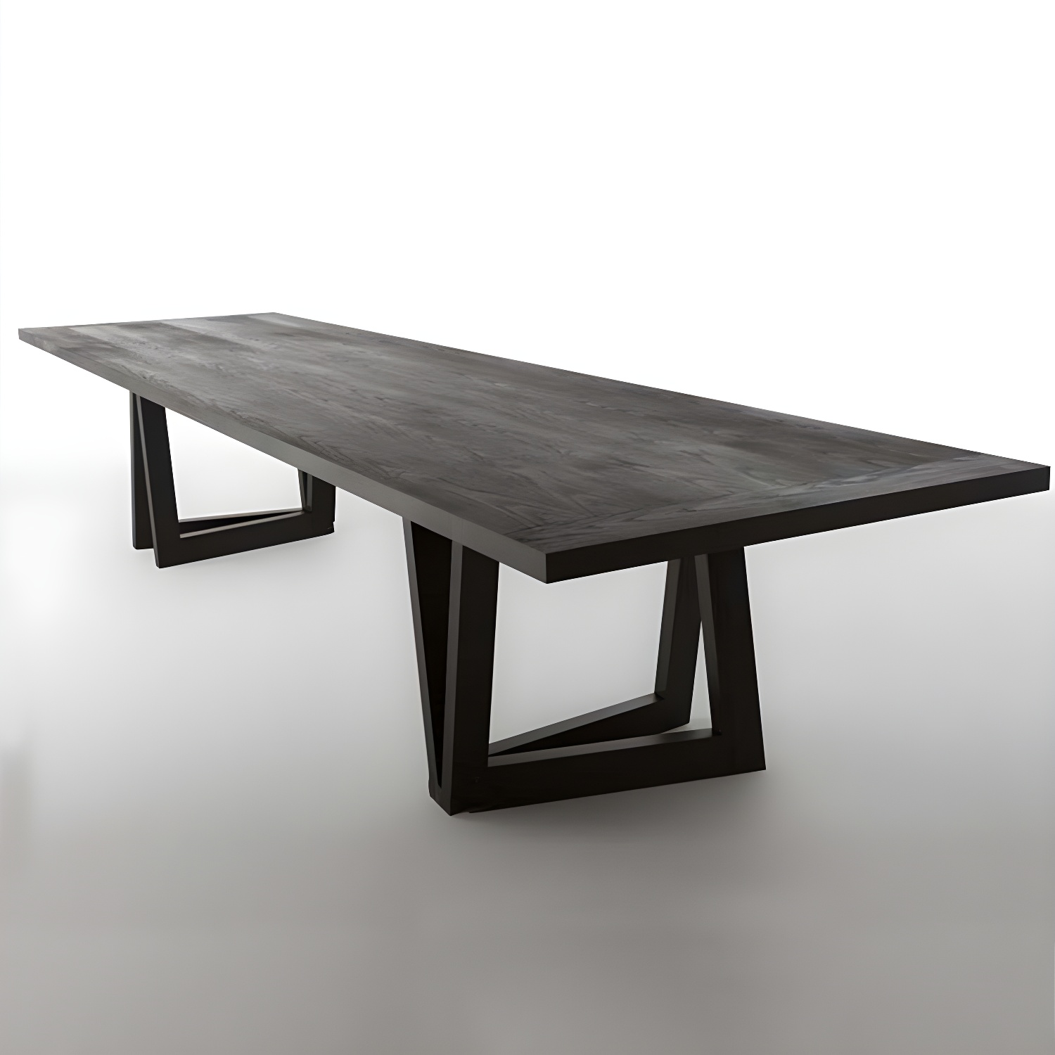 Industrial Solid Wooden Table Restaurant Rectangle Dining Table with Double Pedestal Base - image 4