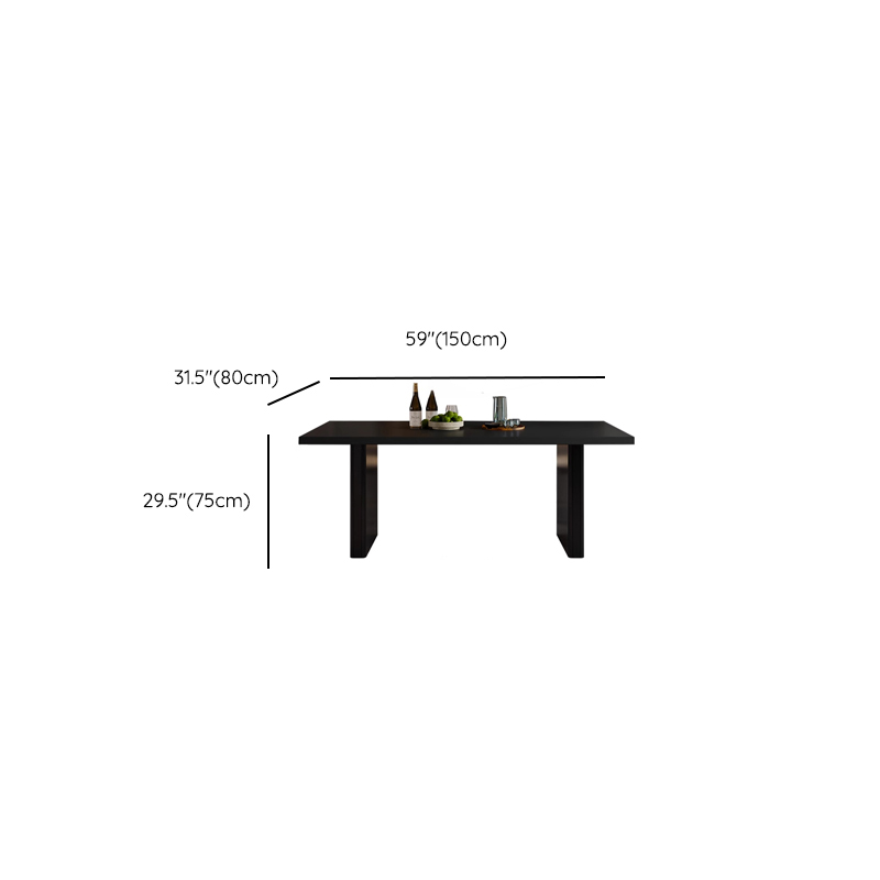 Dining Table Set with Slate Top and Two-sided Pedestal, Padded Chair with Back for 6 People, 7 Piece Set in Midnight Black - image 10