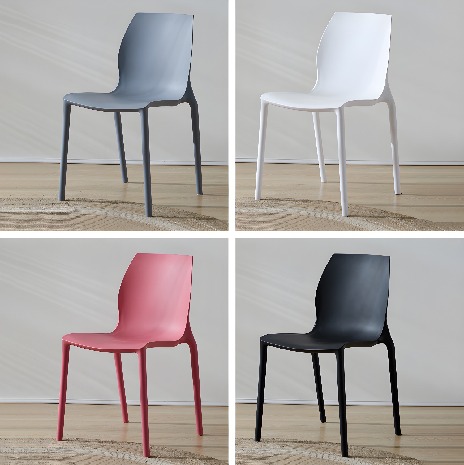 Contemporary Plastic Dining Room Chair Multicolor Stackable Side Chair - image 20