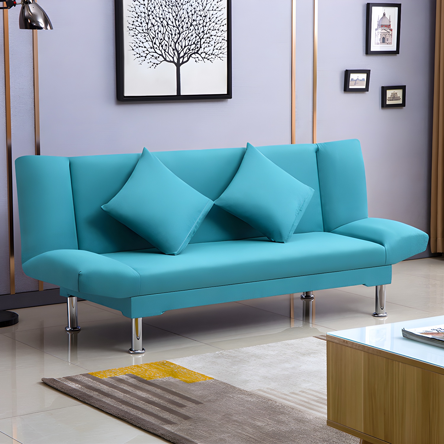 Silver Transitional Modern Tight Back Sofa Bed 29.53"High Armless Sofa Bed - image 22