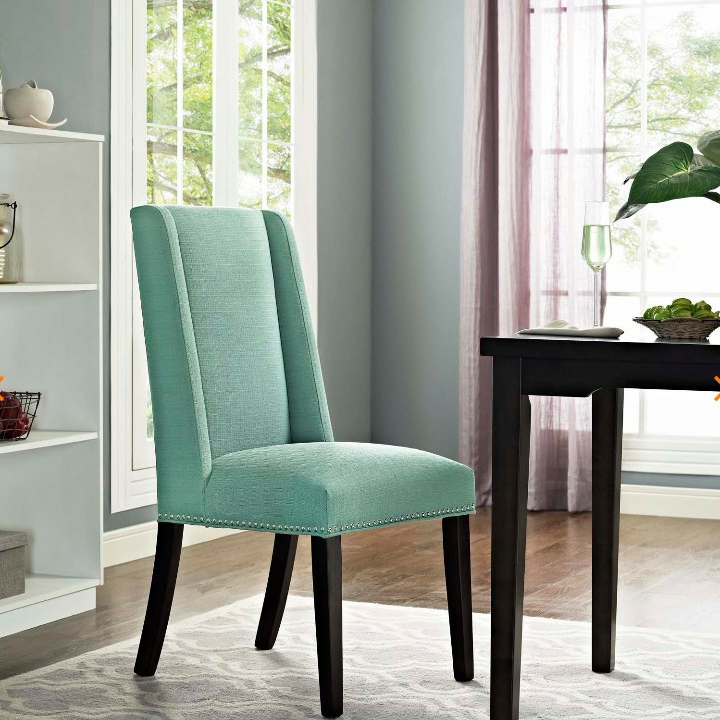 Flannel/Linen/PU Upholstered Stable Framed Armless Chair with Parsons Back and Nailhead Trim for Dinette in a Trendy Style - image 9