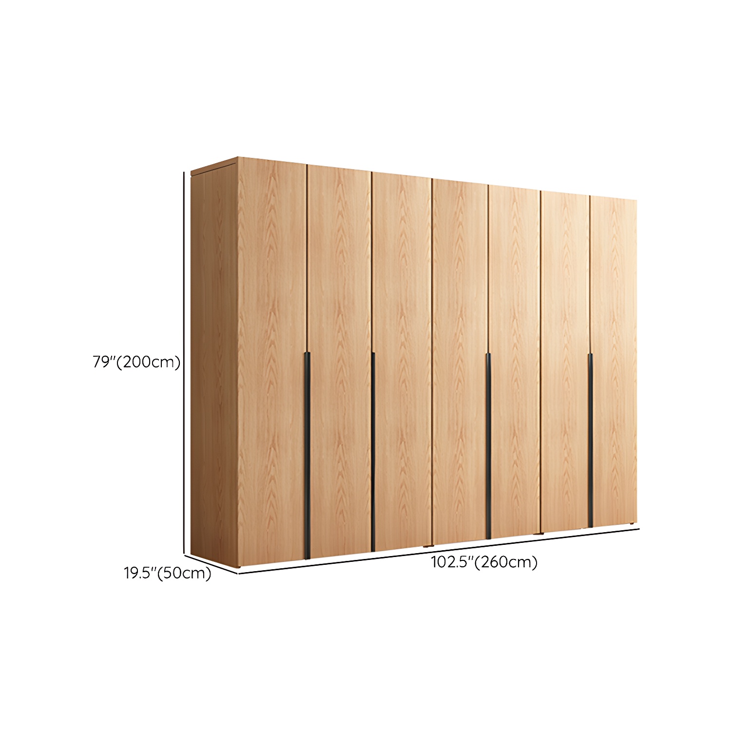 Contemporary Freestanding Natural Wardrobe Oak Solid Wood Wardrobe with Shelves - image 21