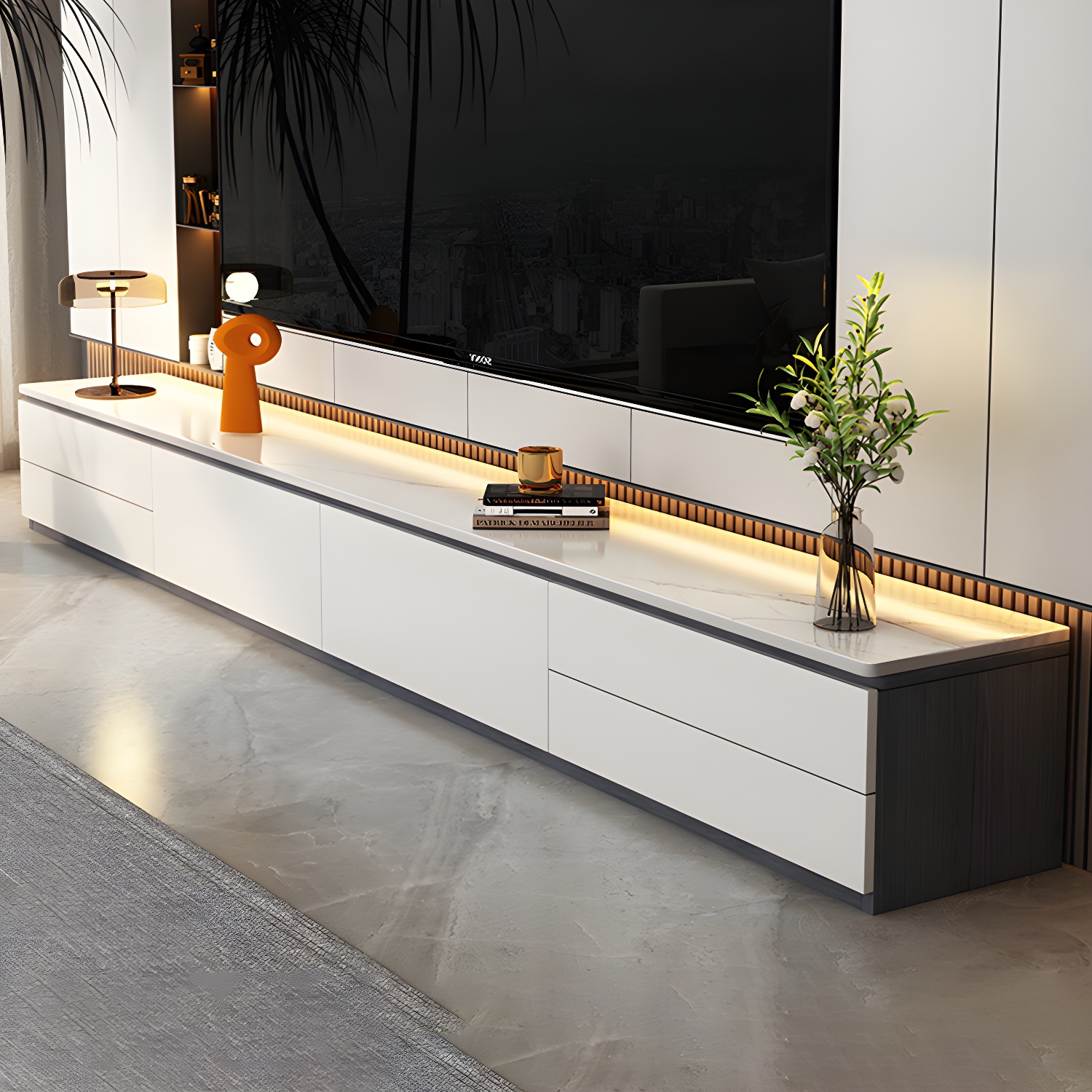 Modern 15.74" H Wood Media Console TV Stand with Drawers and Doors - image 4