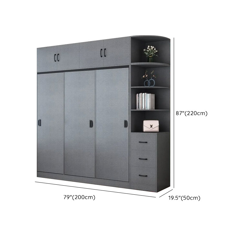 Dove Grey Modern Timber Wardrobe with Self-supporting Design, Soft Close Features, and Clothing Rod - image 22