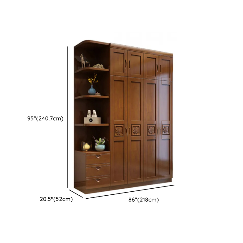 Vintage Sepia Lumber Wardrobe with Soft Close Drawer, Soft Close Door, Interior Shelves, and Hanging Rod - image 16
