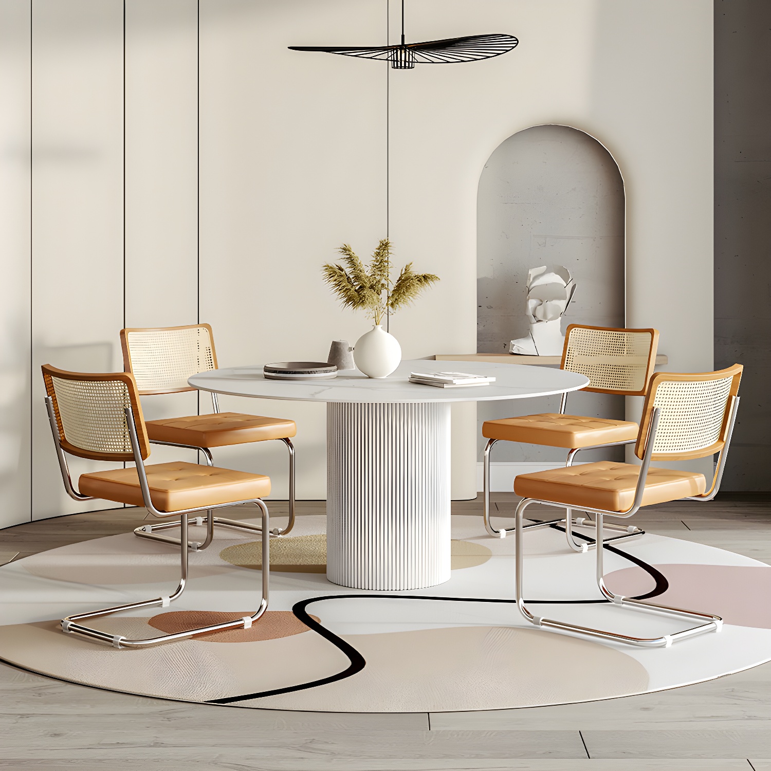 Modern 1/4/5/7 Pieces Dining Set Round Stone Dining Table for Dining Room - image 1