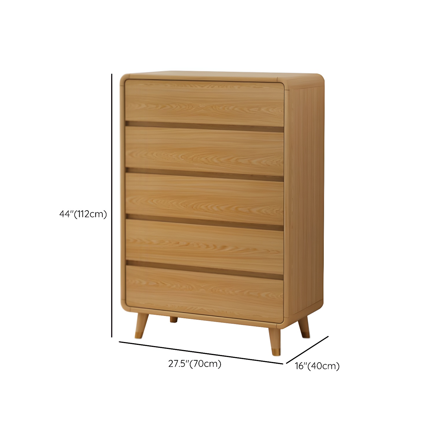 Modern Solid Wood Dresser with Narrow Profile and Drawers in Natural Finish - image 27