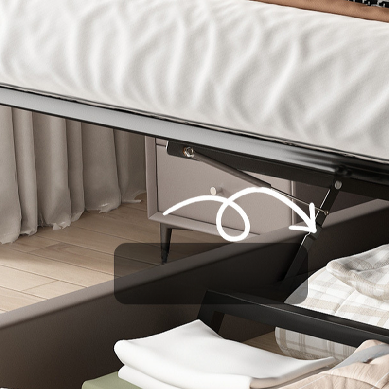 Grey Solid Color Platform Bed with Timber Frame for Living Room - image 9