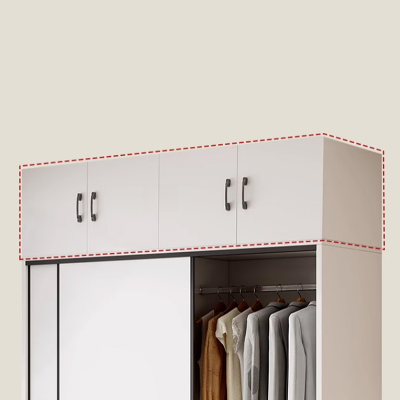 White Minimalist Manufactured Wood Independent Wardrobe Closet with Soft Close Door, Interior Shelves, and Clothing Rod - image 3