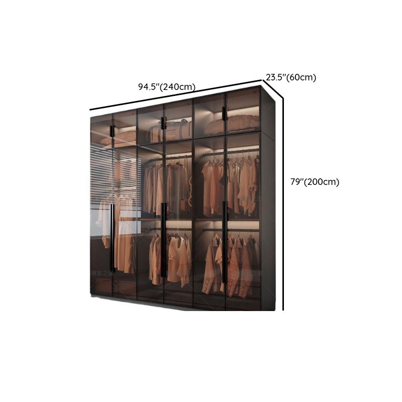 Transparent Simplistic Vitreous Wardrobe Closet with Soft Close Door, Interior Shelves, and Hanging Rod - image 12