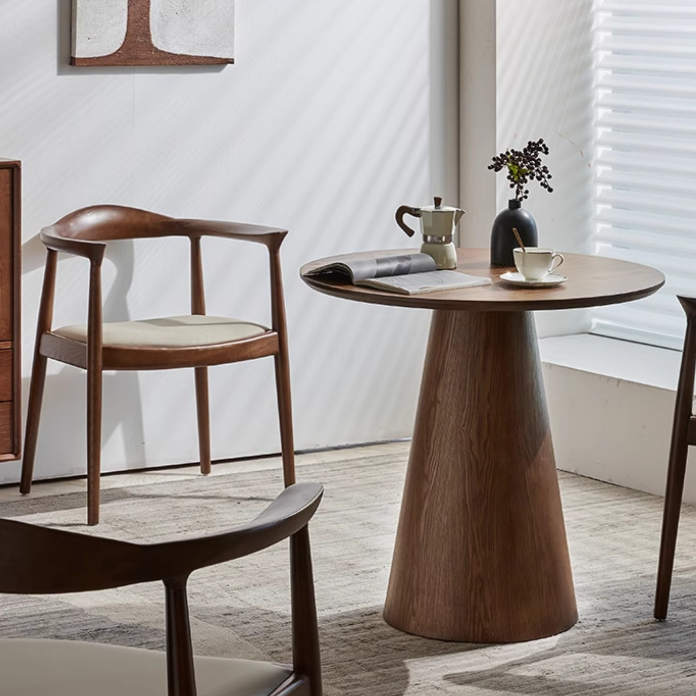 Scandinavian Style Standard Height Fixed Lumber Dining Table for 2 with Sepia Top - image 3