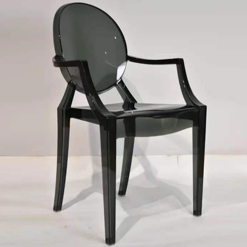 Scandinavian Reliable Arm Chair in Plastic for Dinette with Open Back and Foot Pads - image 6