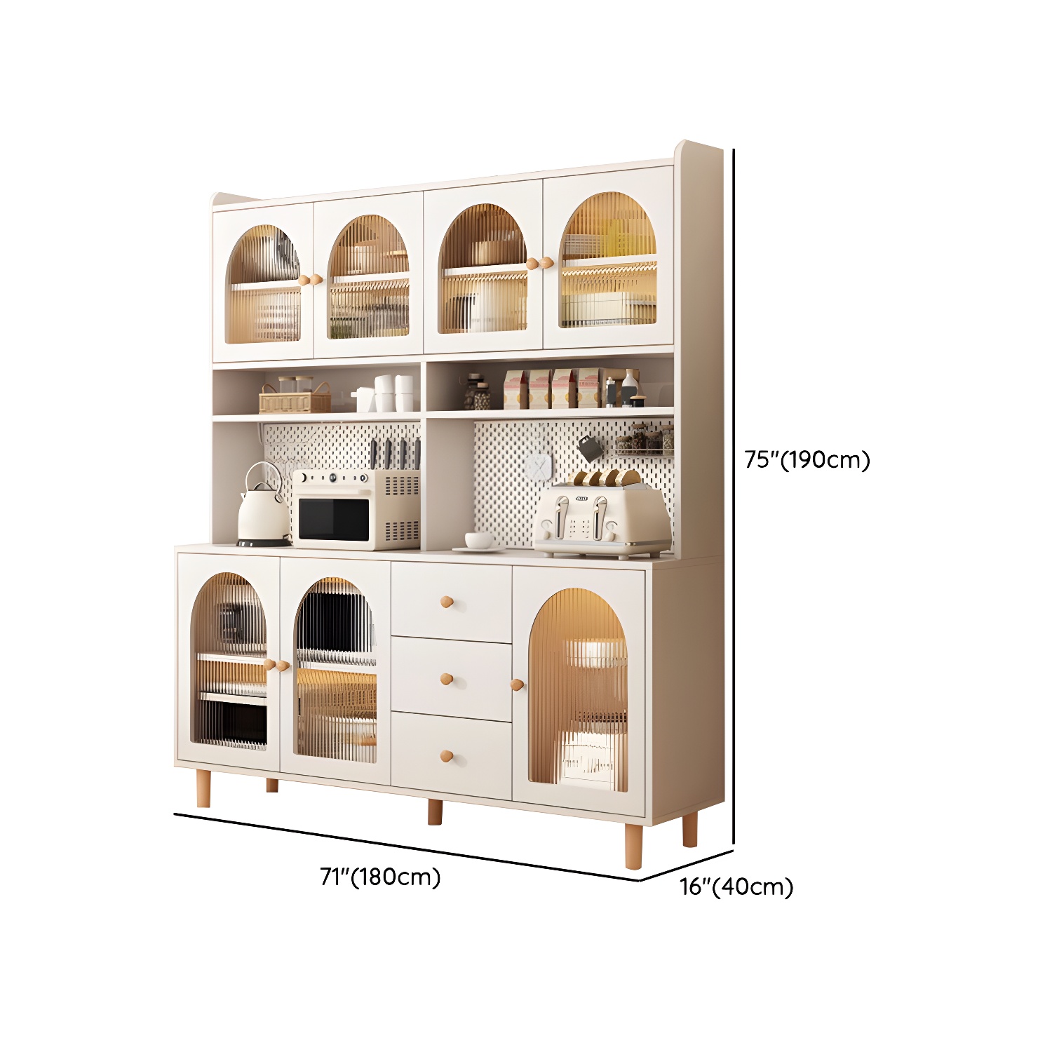 Scandinavian Wood Sideboard Cabinet with Adjustable Shelves and Glass Doors - 40cm Width - image 33