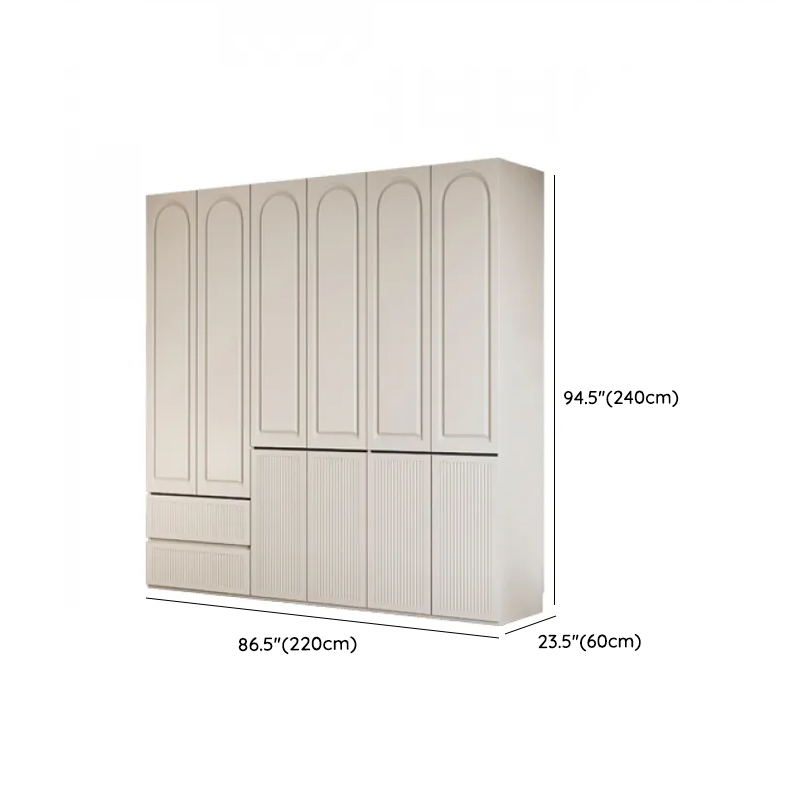 White Minimalist Manufactured Wood Independent Wardrobe Closet with Soft Close Drawer, Soft Close Door, and Interior Shelves - image 25