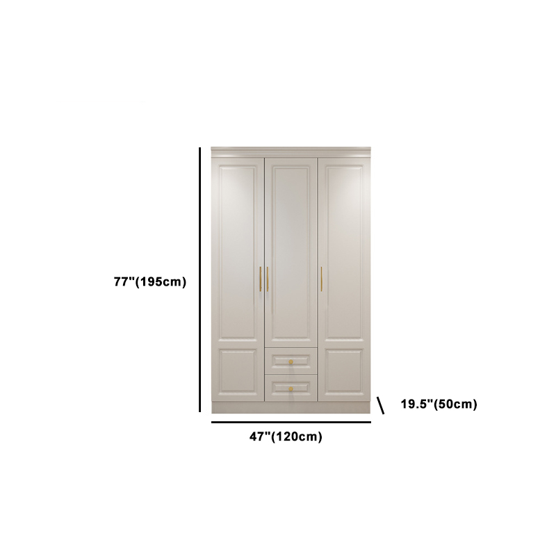 Art Deco Chalk Manufactured Wood Free Standing Interior Shelves Wardrobe with Soft Close Drawer and Hanging Rod - image 14