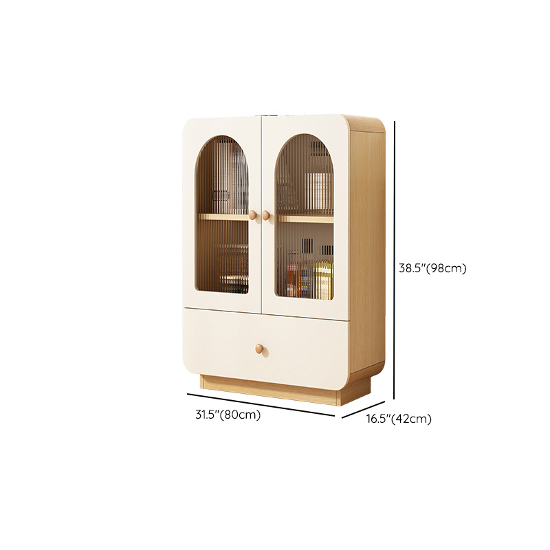Modern White Lumber Narrow Sideboard with Single Drawer, 4 Shelves/Three Internal Shelves/Two Internal Shelves, Glass-panel Door - image 10