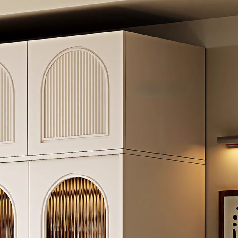 Chalk Composite Wood Cabinet Armoire with Soft Close Drawer, Specular Mirror, Soft Close Door, Interior Shelves, and Clothing Rod - image 4