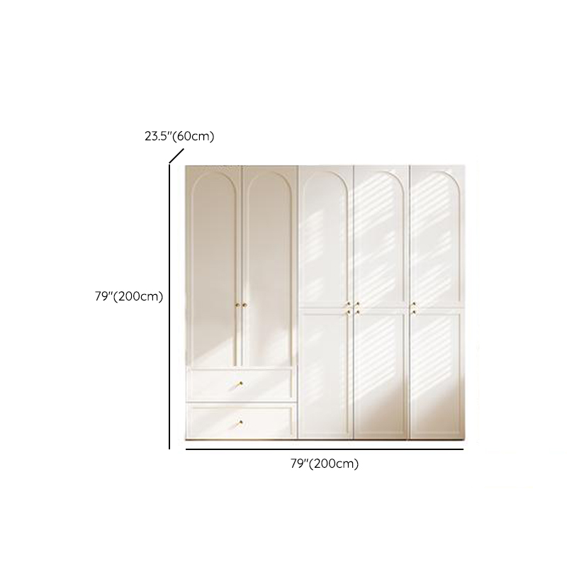 White Minimalist Manufactured Wood Wardrobe Closet with 2 Drawers, Soft Close Door, Interior Shelves, and Clothing Rod - image 10