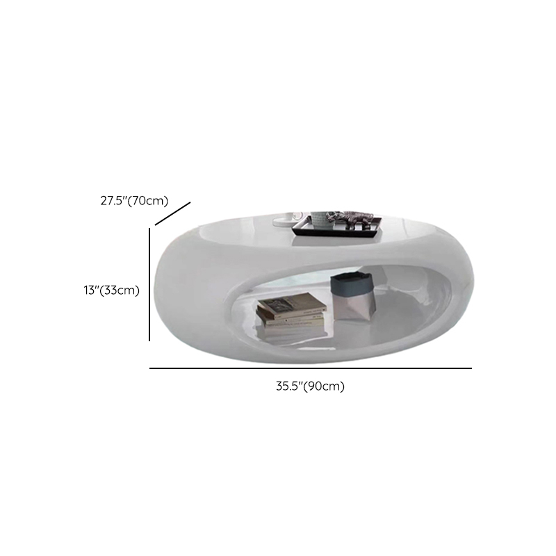 Simple Ink Oval/Rounded Hardened Glass Single Accent Table with Container & Abstract Base - image 20