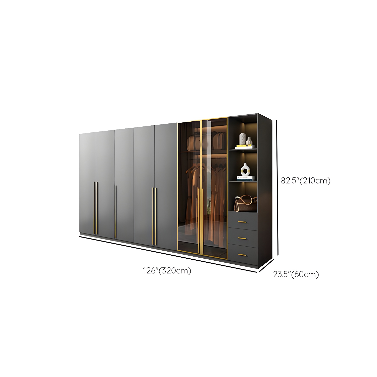 Modern Glass Wardrobe Wardrobe Armoire Wardrobe Cabinet for Home - image 23