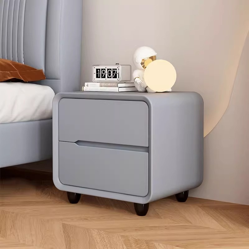 Organic Modern 2 Tiers Nightstand With Drawer Organization Featuring Pleather Countertop - image 7