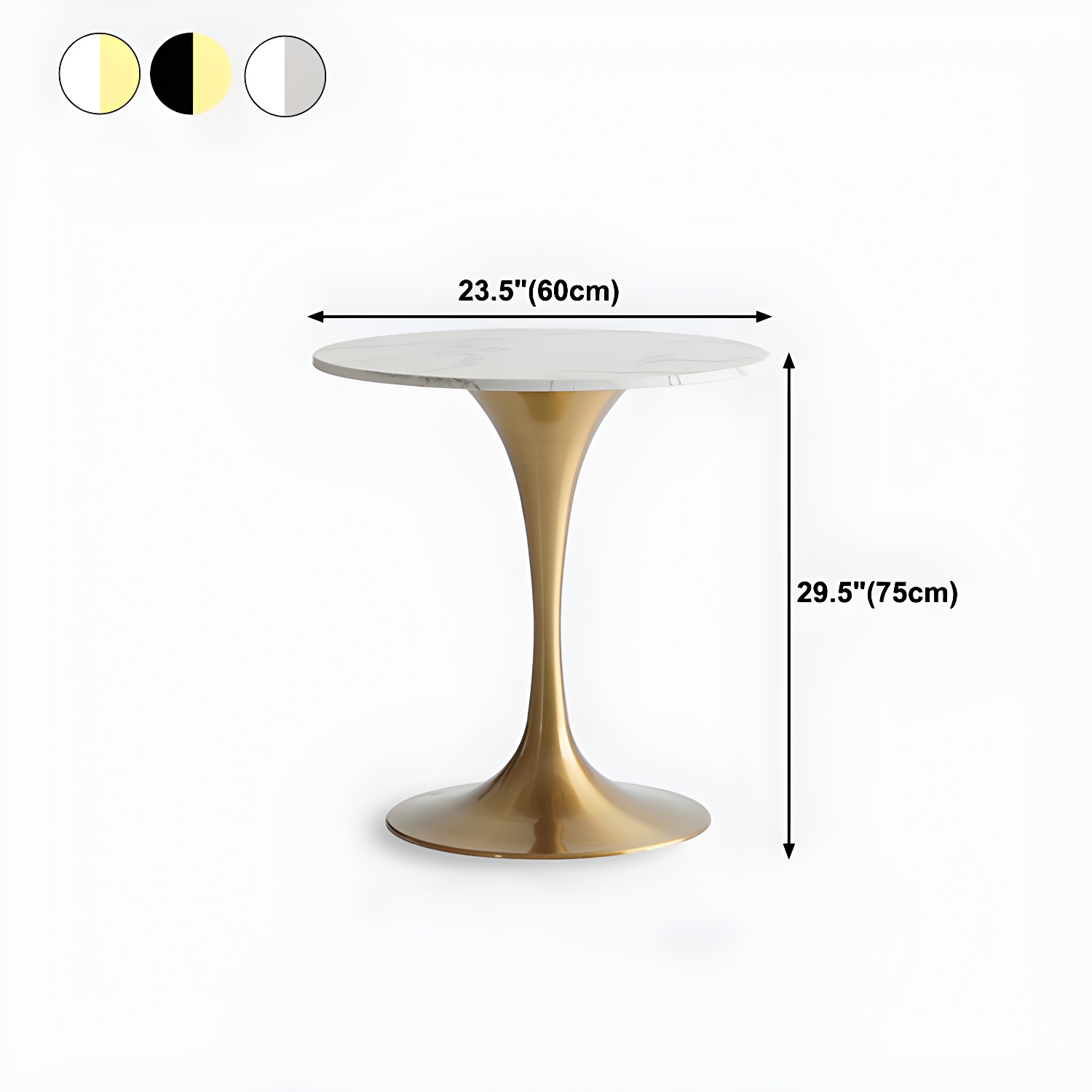 Metal Modern Round Dining Table Marble Top Indoor Table with Tulip Base - image 16