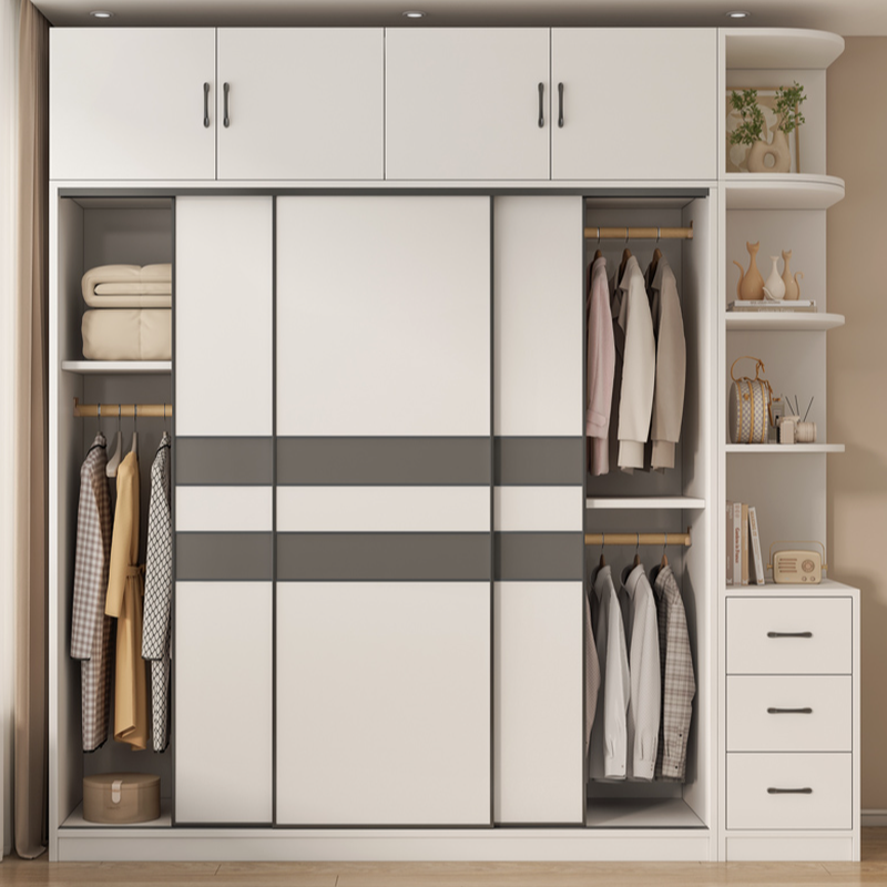 Chalk Nordic Timber Wardrobe with 3 Drawers, Self-supporting Design, Soft Close Door, and Clothing Rod - image 7