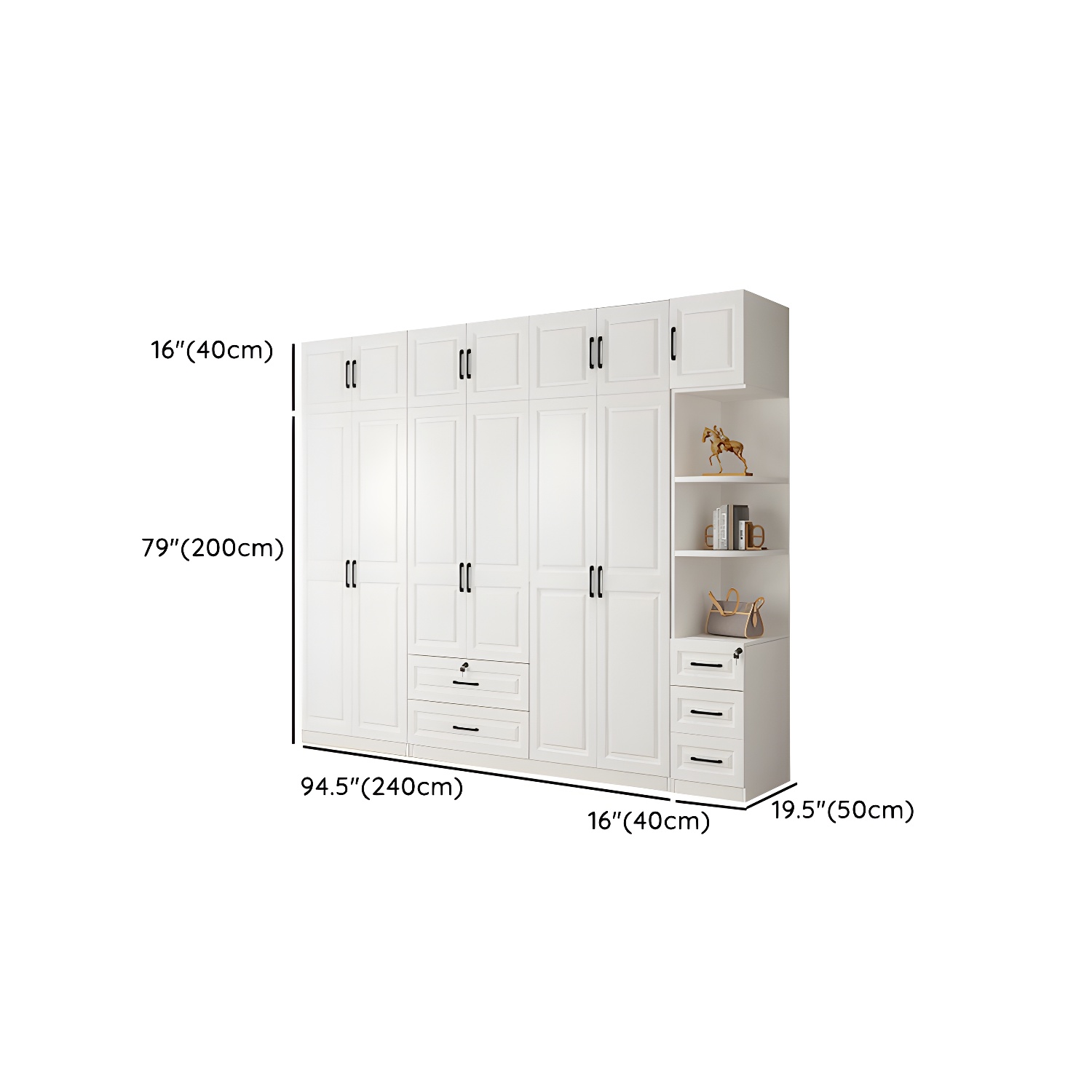 White Wood Wardrobe Armoire with Drawers, Shelves, and Clothing Rod - image 34