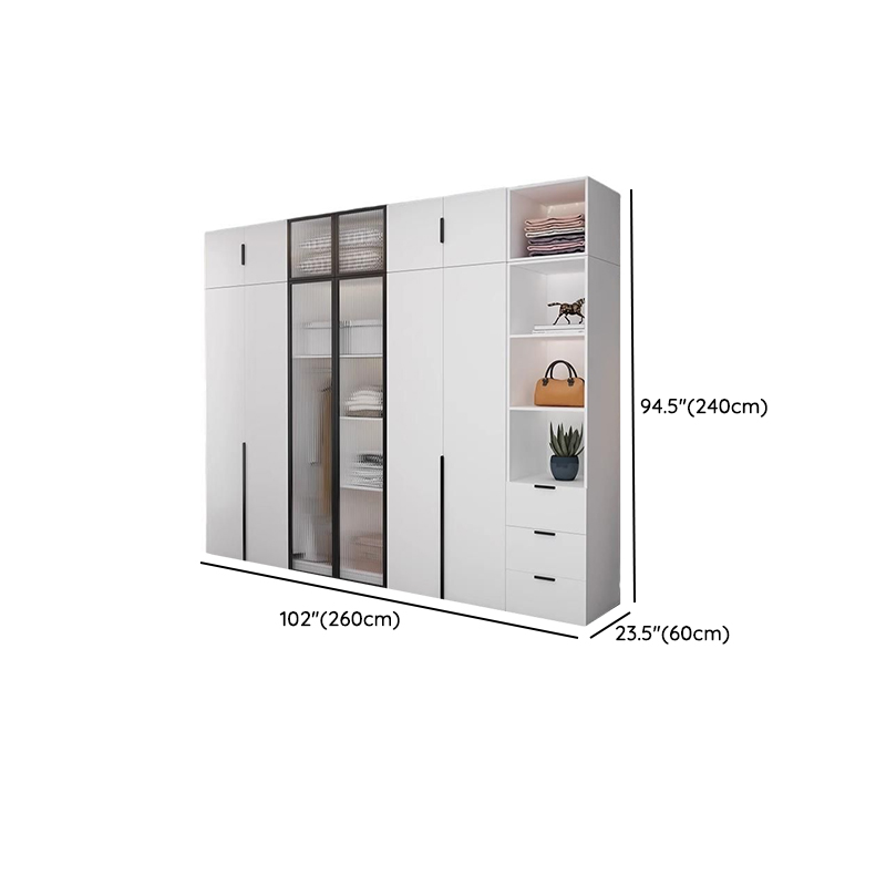 Chalk Modish Laminate Wardrobe Closet with Soft Close Door, Interior Shelves, and Clothing Rod - image 21