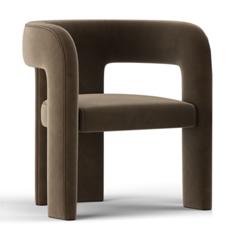 Soft-pile Fabric Upholstered Secure Outlined Arm Chair with Curved Back and Dark Blue/Light Green/Blush Legs in a Nordic Style - image 3