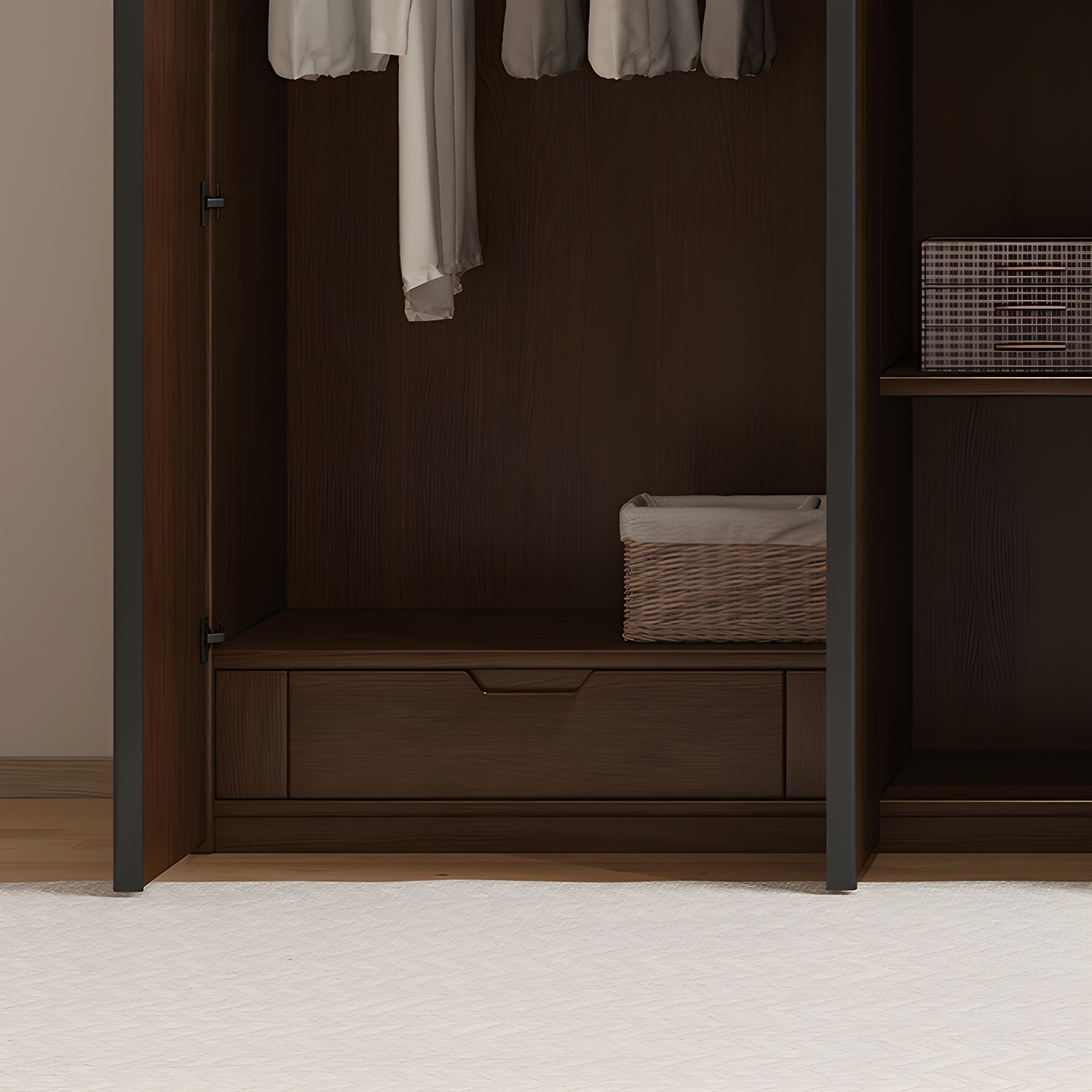 Contemporary Oak Solid Wood Wardrobe Freestanding Multifunctional Wardrobe - image 8