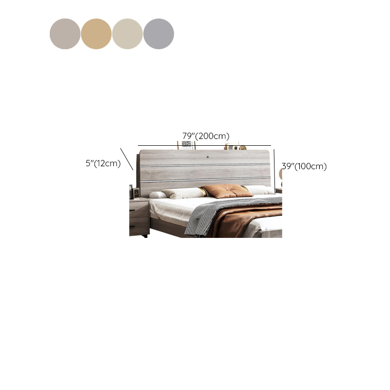 Simplistic Panel Headboard with No Distressing, Shelves, and Illumination Light for Queen/Full/Twin XL Bed in Rectangular Shape, Standard Height - image 12