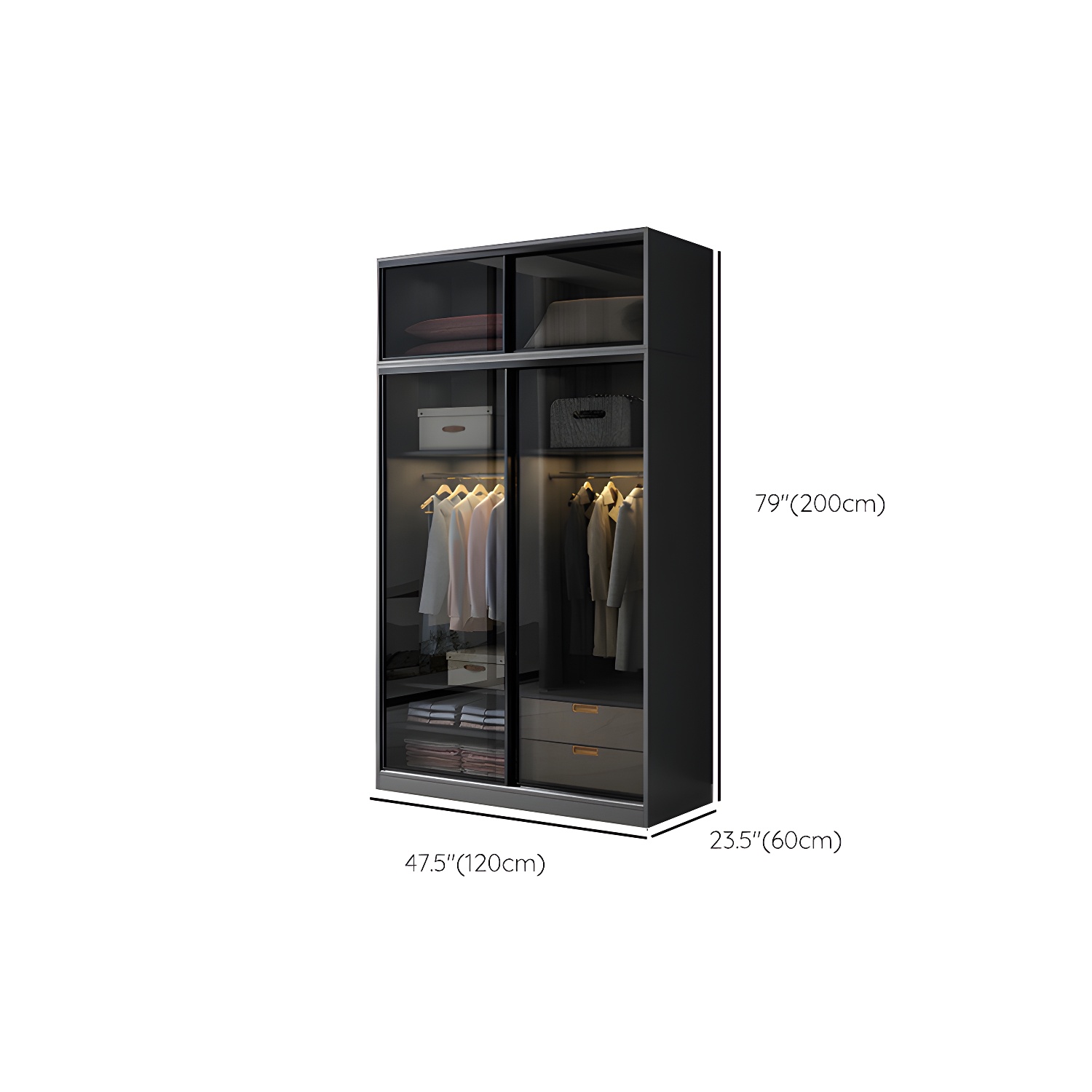 Black Wardrobe Cabinet Contemporary Glass Wardrobe Armoire for Home - image 10
