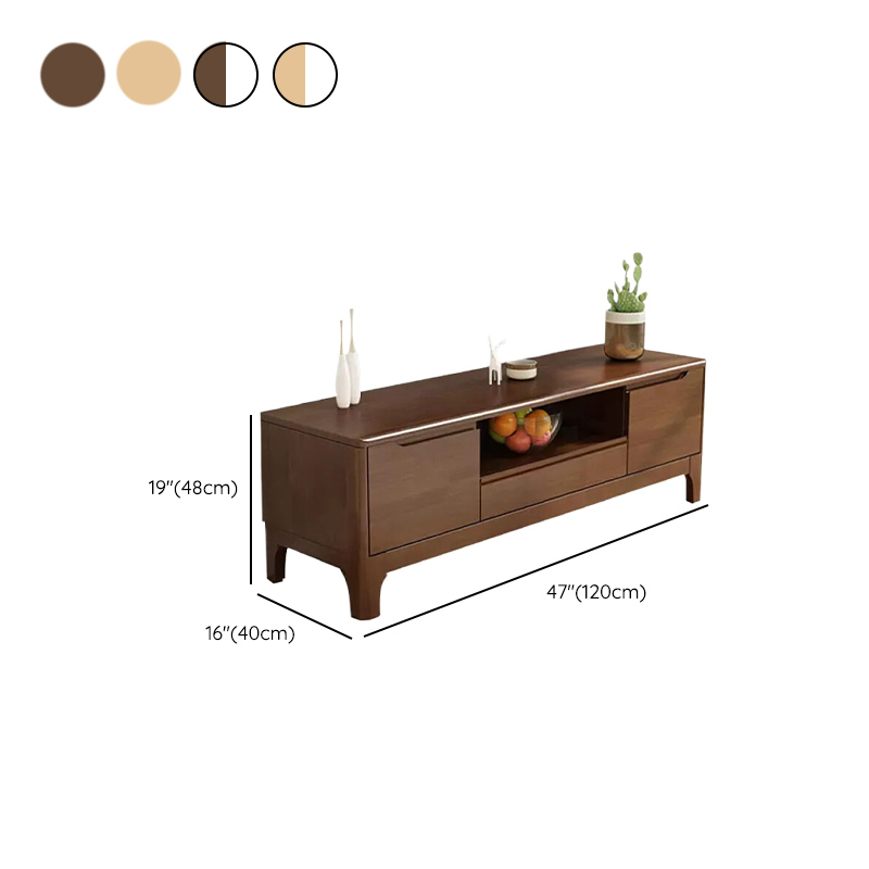 Art Deco Natural Wood TV Stand with 2 Drawers, 2 Cabinets, and Visible Storage - image 14