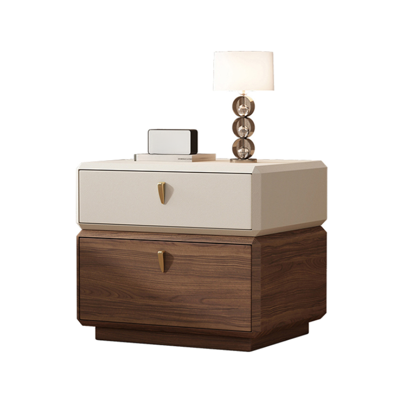 Organic Modern 2 Tiers Nightstand With Drawer Organization in Pleather - image 9