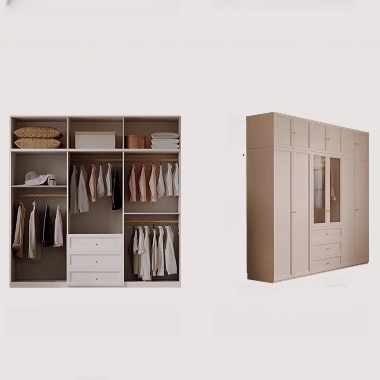 Chalk Modish Self-supporting Cabinet Armoire with Soft Close Drawer, Soft Close Door, and Hinged Hanging Rod - image 6