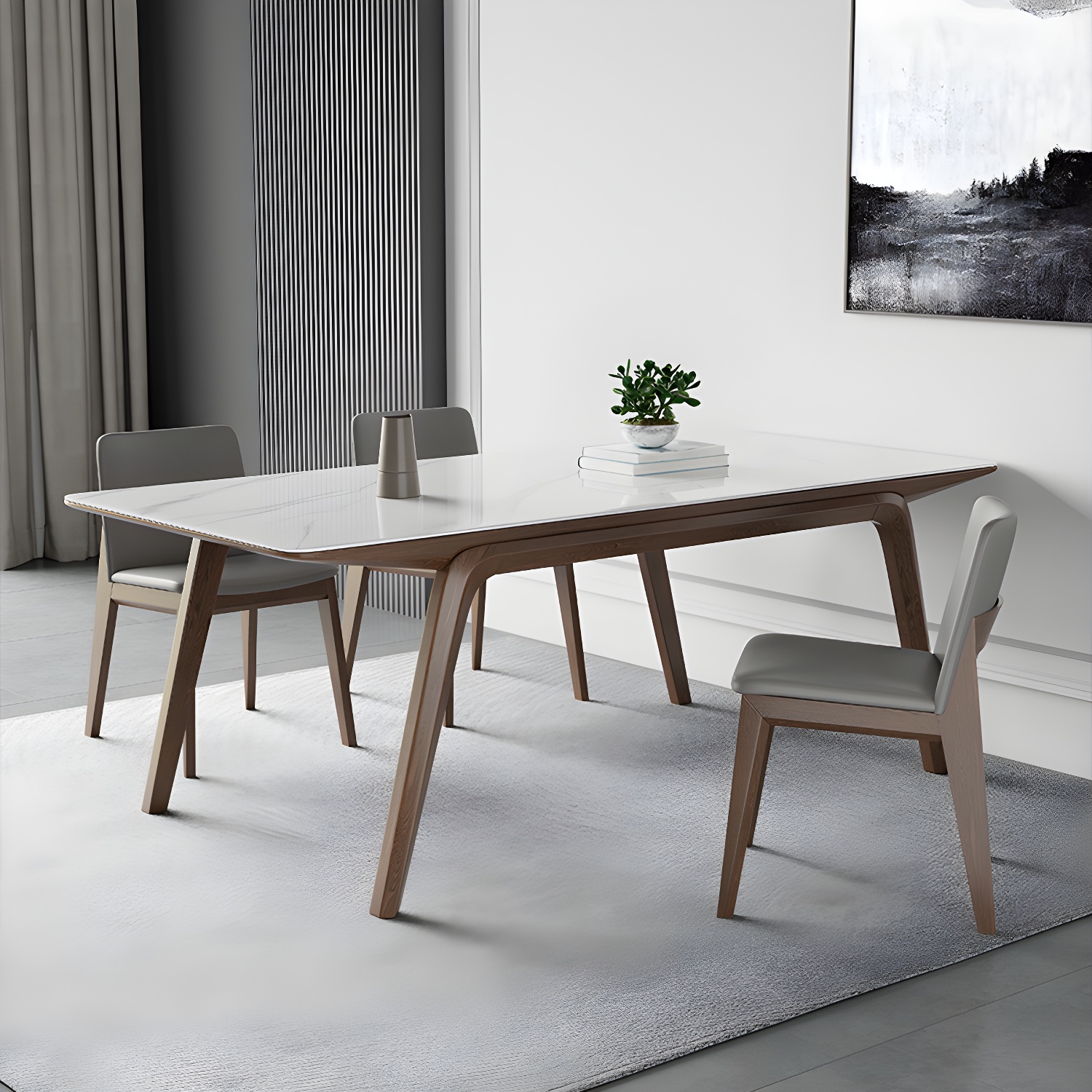 Designer Style Sintered Stone Top Dining Set Rectangle 1/3/4/5/7 Pieces Dining Table Set - image 14