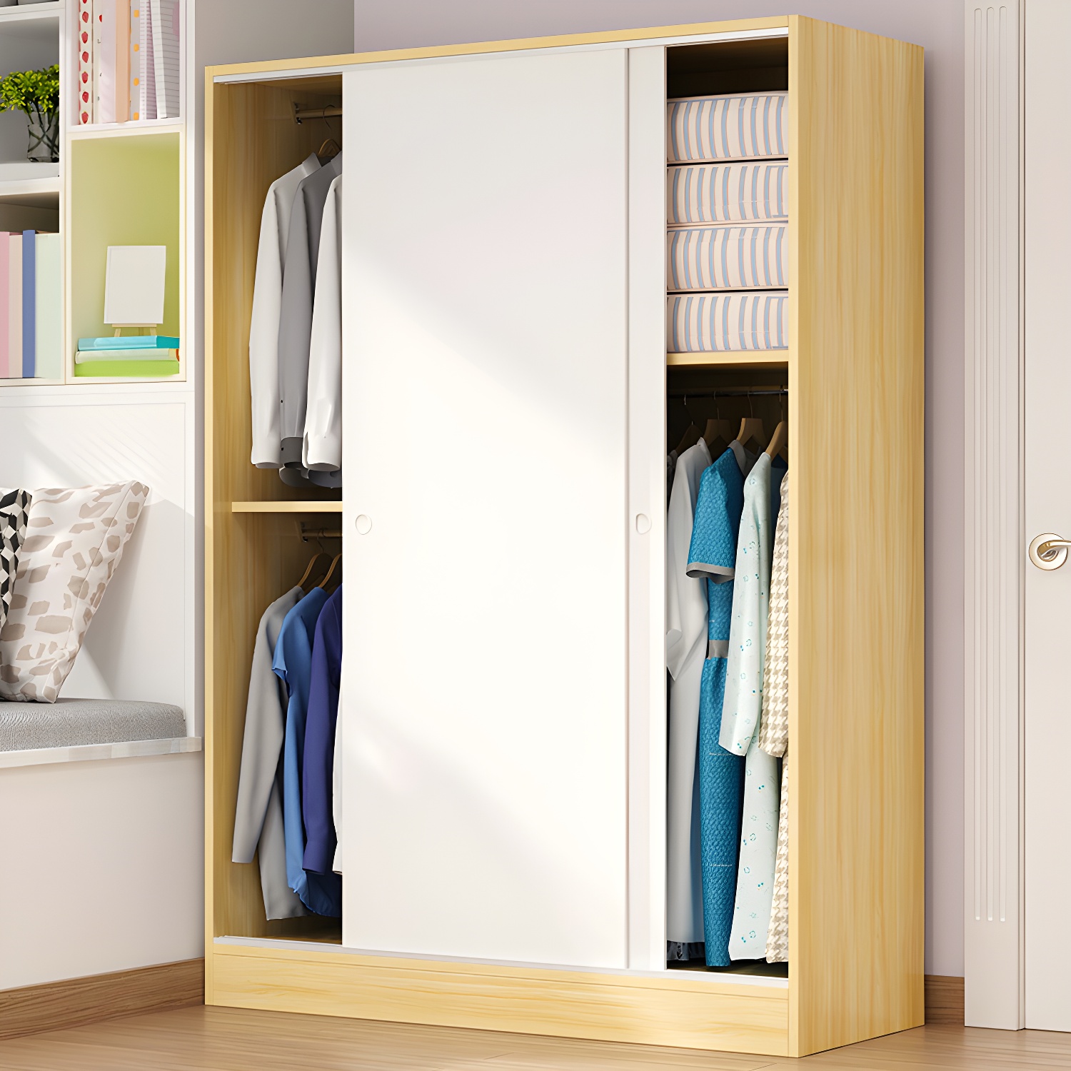 Contemporary Wardrobe Cabinet Sliding Storage Cabinet for Home - image 5
